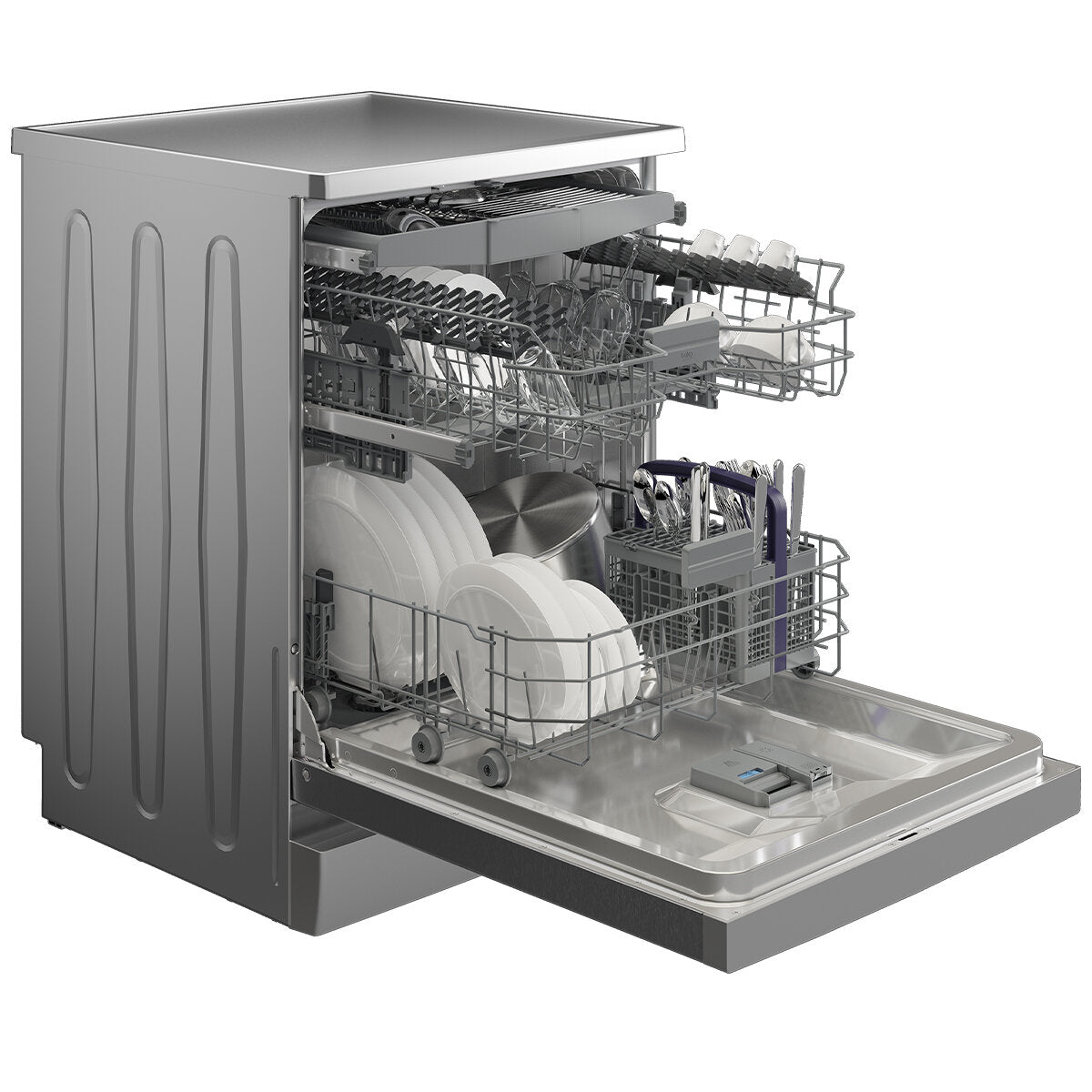 Beko BDFB1630X 60cm Stainless Steel Dishwasher with Auto Door, Fan Drying & 5-Year Warranty - Perfect for Small Kitchens, Apartments and Energy-Efficient Homes