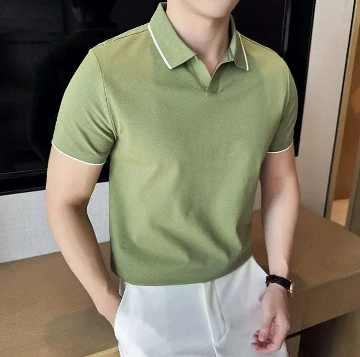 British Slim Fit Summer Polo Shirt for Men - Breathable Cotton Casual Short Sleeve Tee - Perfect for Golf, Office & Outdoor Activities