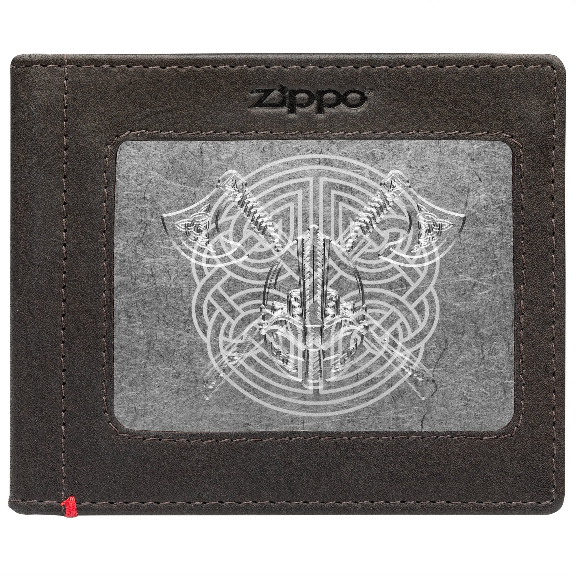 Genuine Mocha Leather Wallet with Viking Metal Plate Design - Stylish & Durable RFID Blocking Bifold Wallet for Men, Perfect for Travel, Business & Everyday Use