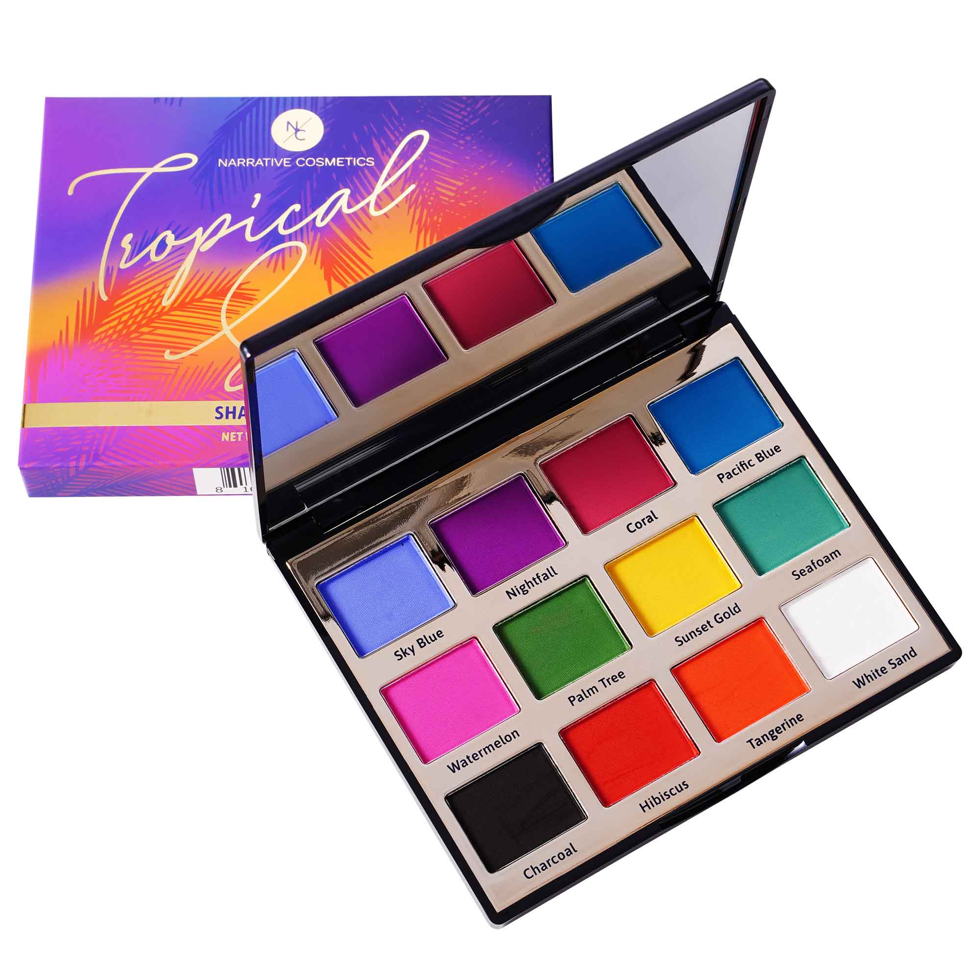 Vegan & Cruelty-Free 12 Color Tropical Sunset Eyeshadow Palette - Long Lasting, Highly Pigmented Makeup for Party, Wedding & Everyday Wear