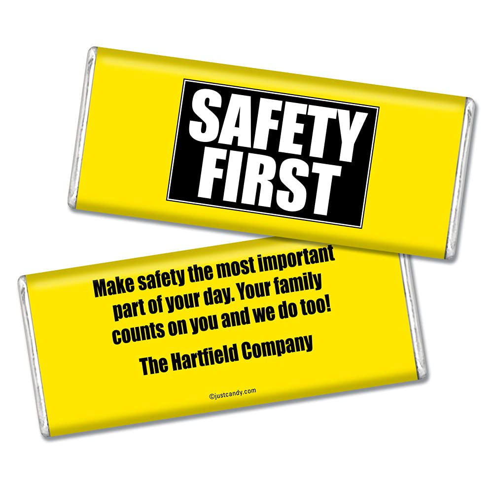12-Pack Personalized Safety-Themed Chocolate Candy Bars - Custom Bulk Giveaways for Schools, Events & Workplace Safety Campaigns