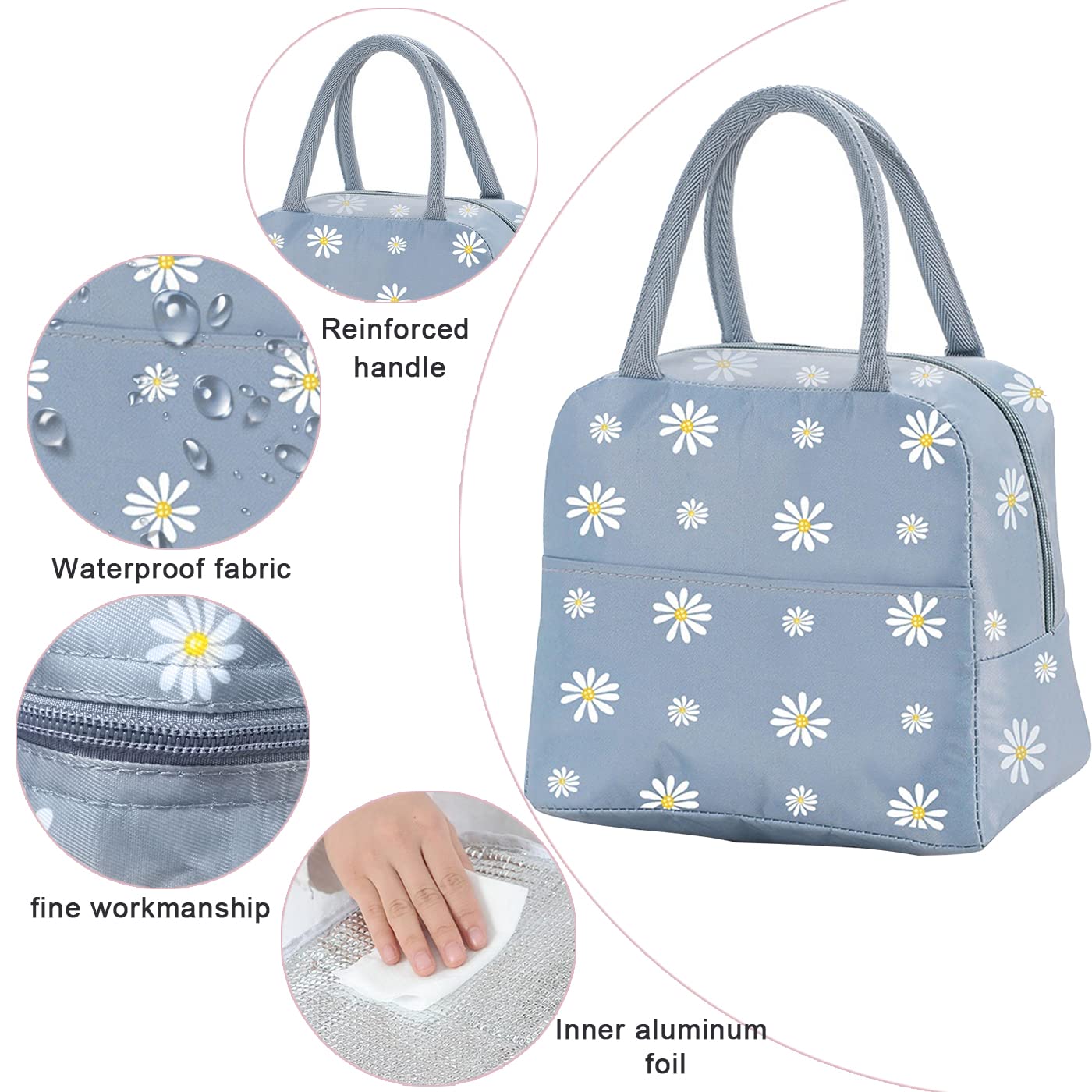 YumSur Insulated Lunch Bag - Reusable Cooler Tote for Women, Men, Students & Kids | Waterproof Lunch Box Container for Work, School & Picnics