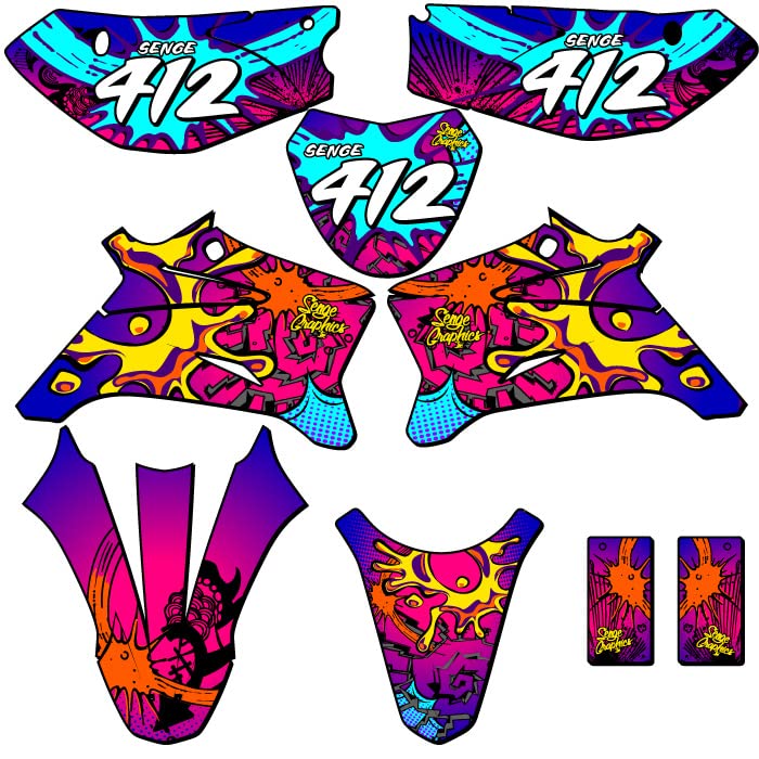 2008-2025 Yamaha TTR 110 Zany Pink Senge Graphics Complete Kit with Rider I.D. - Dirt Bike Decal Sticker Set for Motocross & Off-Road Riding
