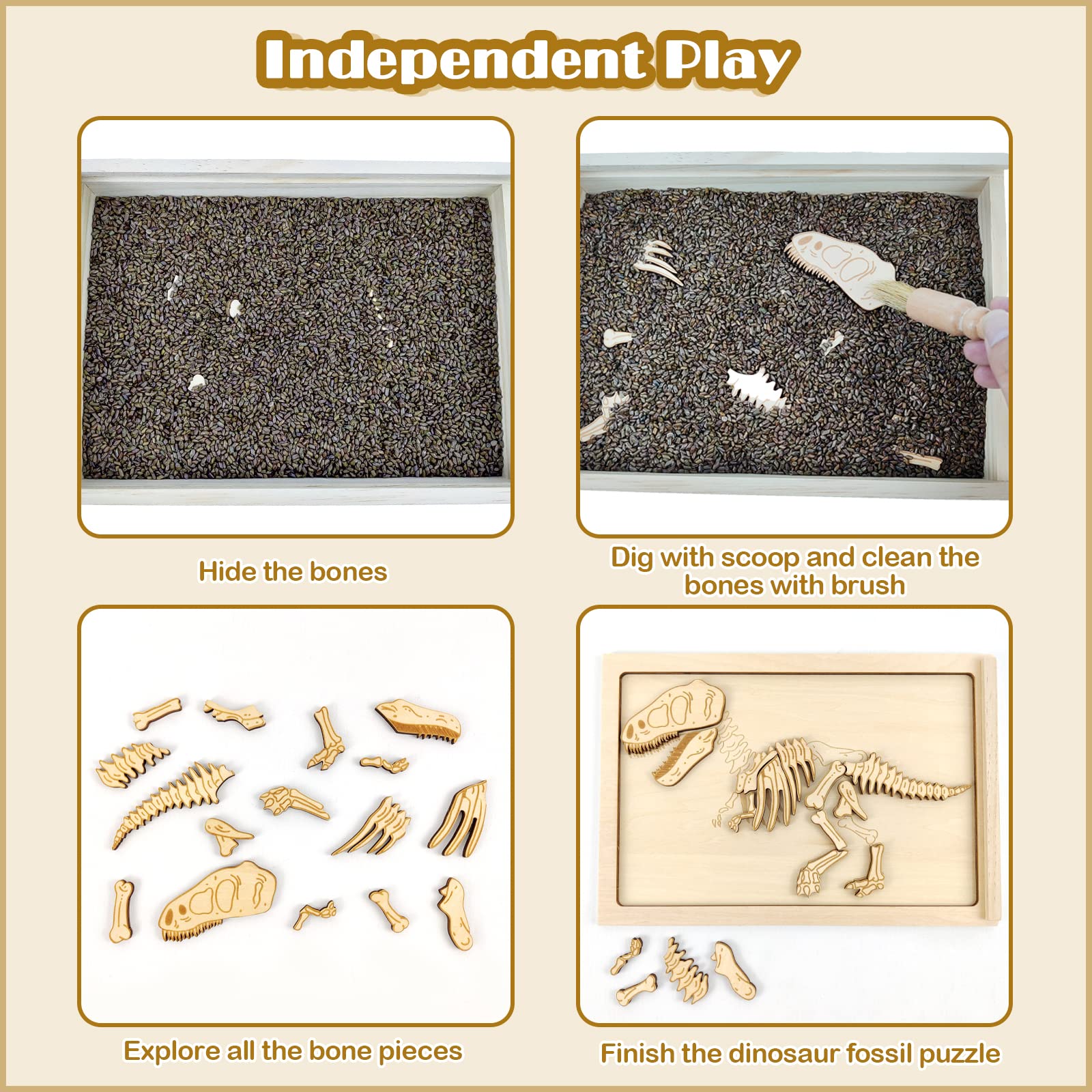 Dinosaur Excavation Kit for Kids - STEM Archaeology Science Toy with Fossil Dig Tools, T-Rex Skeleton Puzzle & Sensory Bin | Educational STEM Gift for Boys & Girls | Perfect for Classroom Science Projects & Birthday Party Activities