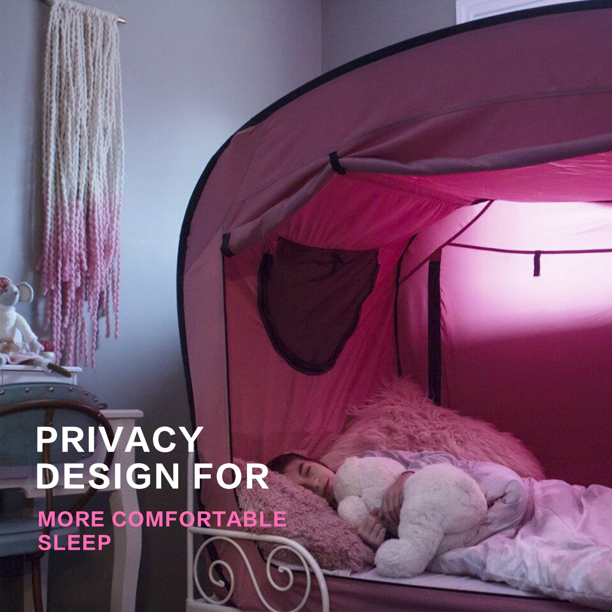 Portable Bed Canopy Tent for Kids & Adults - Breathable Indoor Sleeping Tent with 2 Doors, Privacy Space for Bedroom, Camping & Relaxation - Perfect for Sleepovers, Reading Nook & Personal Retreat