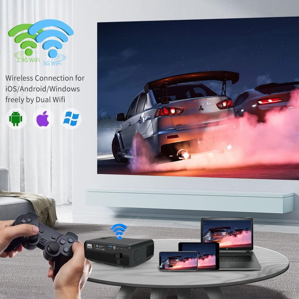 Smart Ultra HD Projector with WiFi & Bluetooth - Native 1080P Home Theater Projector | 4K Supported | Built-in Android OS | YouTube & Netflix Ready | 200