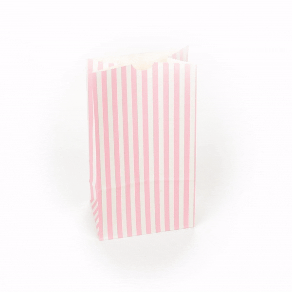 Pink and White Striped Paper Bags - 4 lb Capacity, 5
