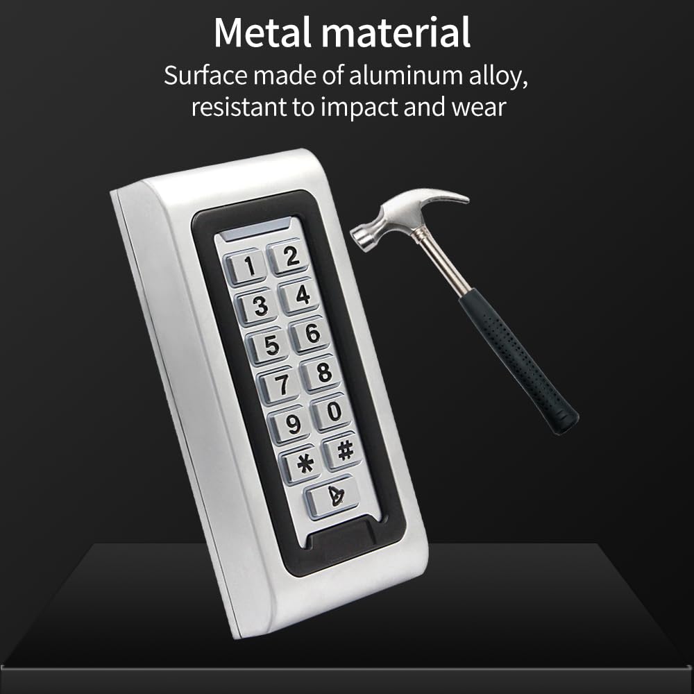 WiFi Mobile App Remote Control Keypad - IP68 Waterproof Metal RFID Door Access System with 2000 User Capacity, Wiegand 26-bit & Proximity Card Support | Perfect for Home Security, Office Entry, and Smart Building Access Control