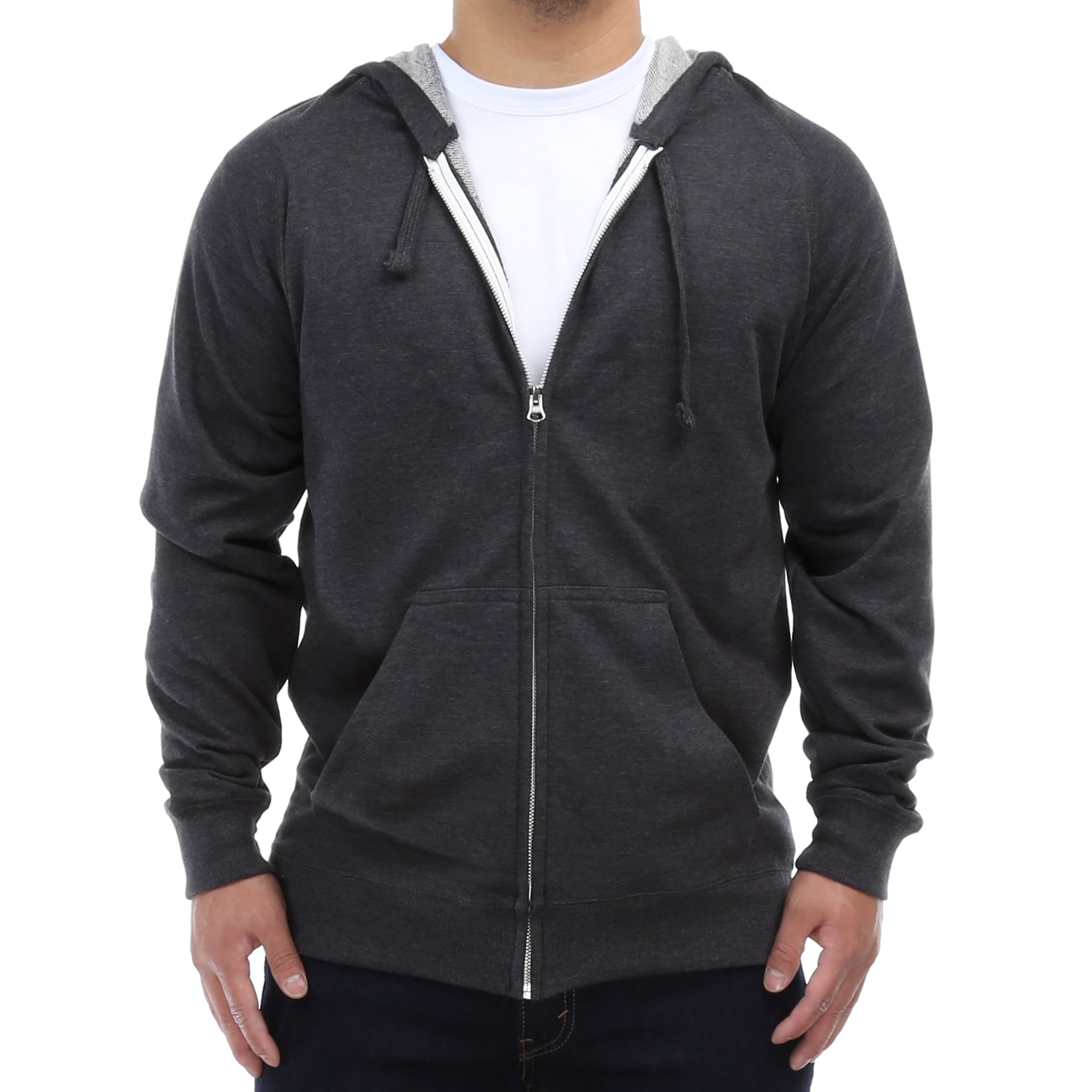 New Star French Terry Zip Up Hoodie for Men & Women - Soft & Comfortable Pullover Sweatshirt with Front Pocket - Charcoal Grey - Perfect for Casual Wear, Gym & Outdoor Activities