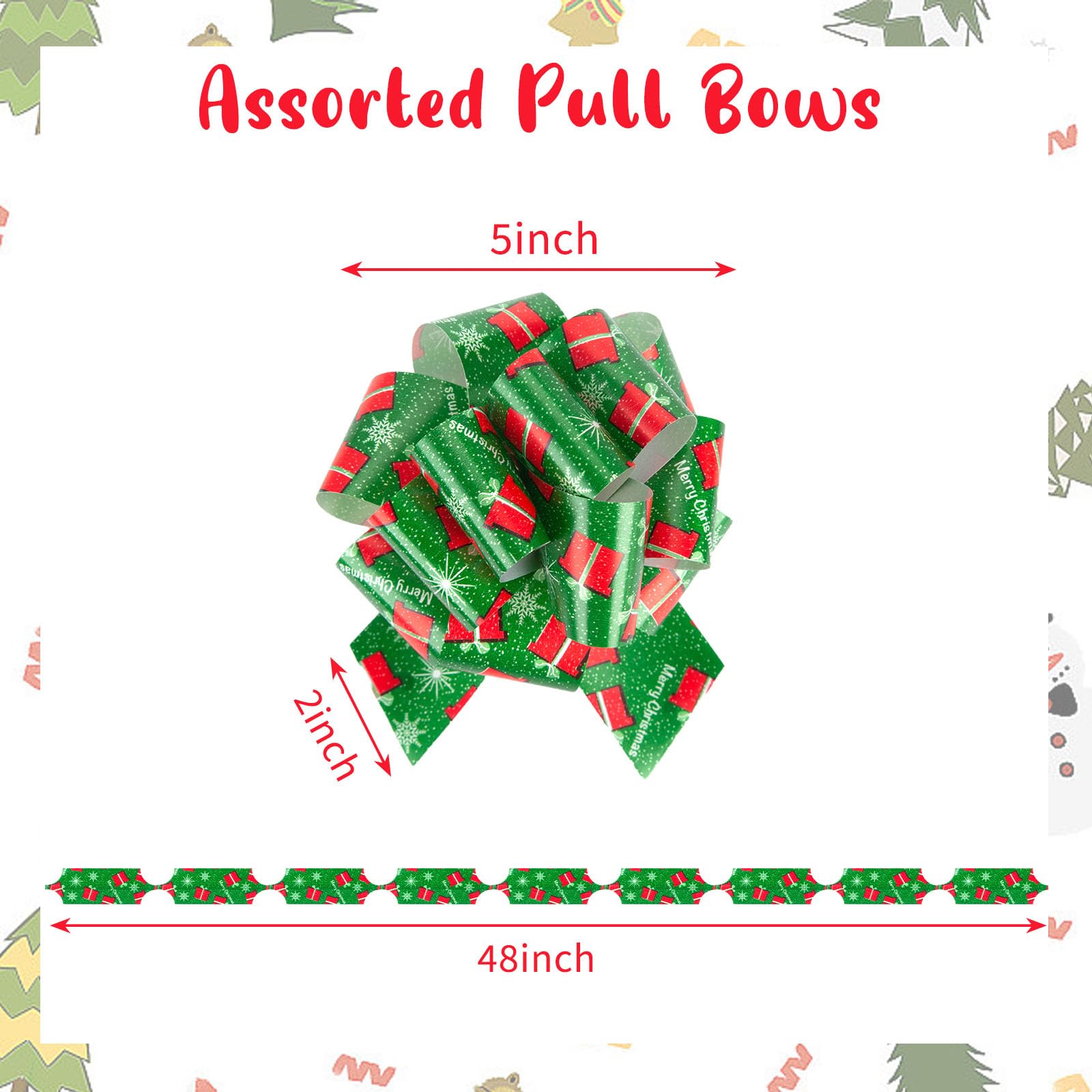 32PCS Christmas Pull Bows - 5 Inch Gift Wrapping Bows for Box Decor & Party Supplies
