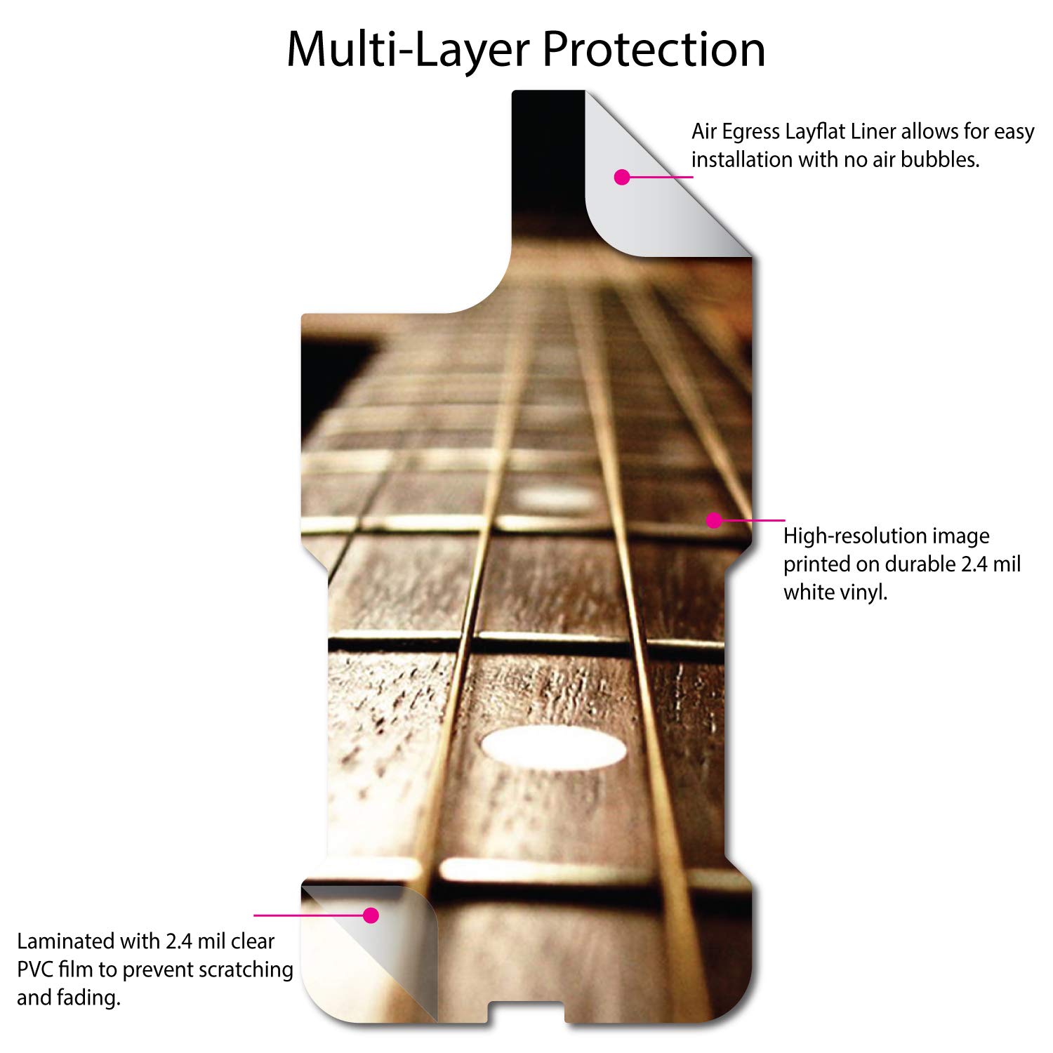 DistinctInk Custom Skin Decal for OtterBox Commuter Case iPhone 11 Pro Max (6.5 Inch) - Guitar Strings Design | Protective Vinyl Sticker | Perfect for Music Lovers & Personalization