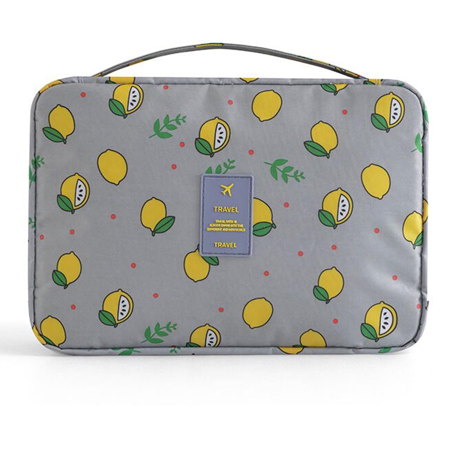 YYGOJOY Large Waterproof Hanging Toiletry Bag - Travel Cosmetic Organizer with Multiple Pockets for Makeup, Toiletries & Essentials - Perfect for Business Trips, Gym, Vacation & Daily Use (Grey Lemon)