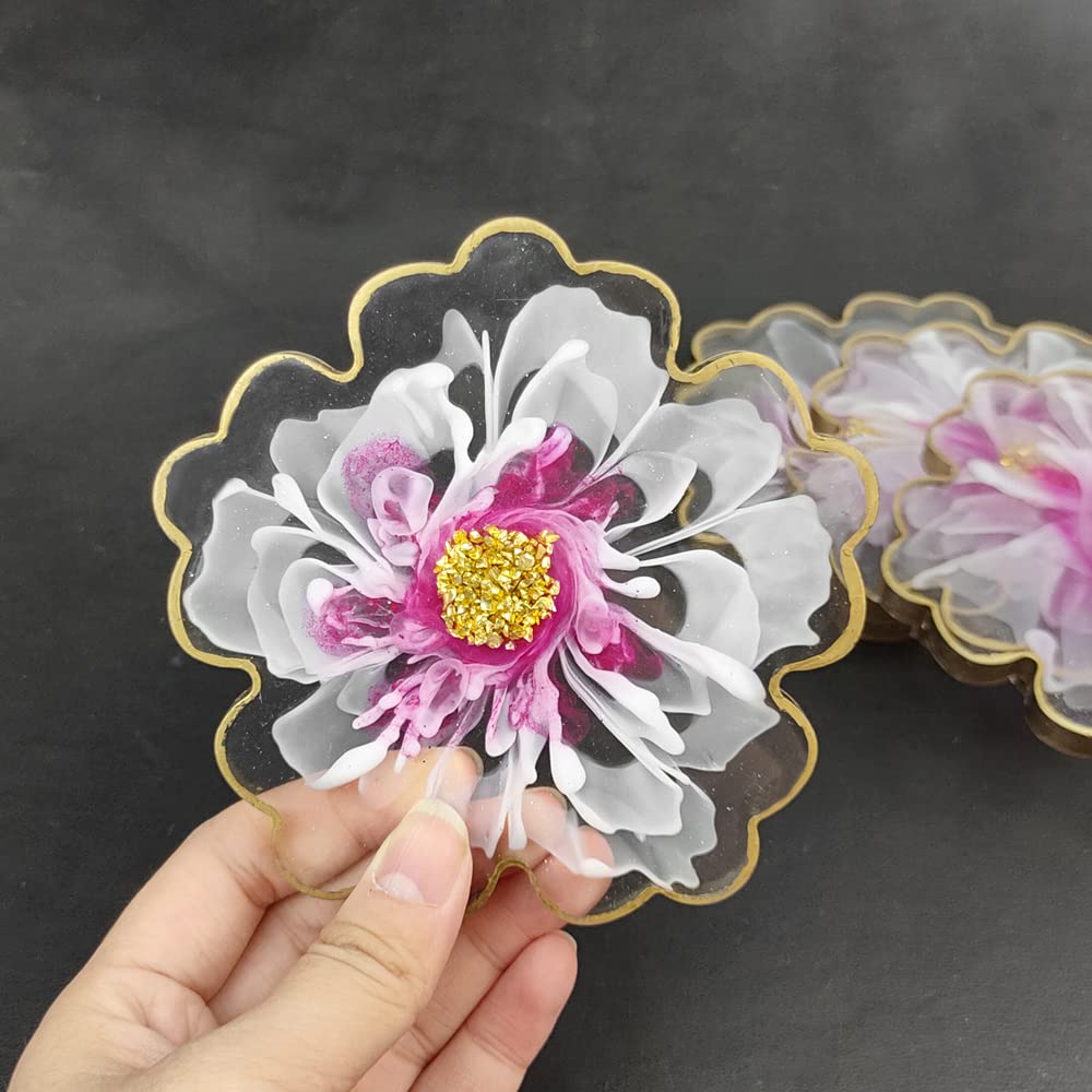 ResinWorld 4-Pack Flower Coaster Molds & 3-Tier Resin Cake Stand Mold Set - DIY Epoxy Resin Craft Supplies for Home Decor, Wedding Centerpieces, and Gift Making