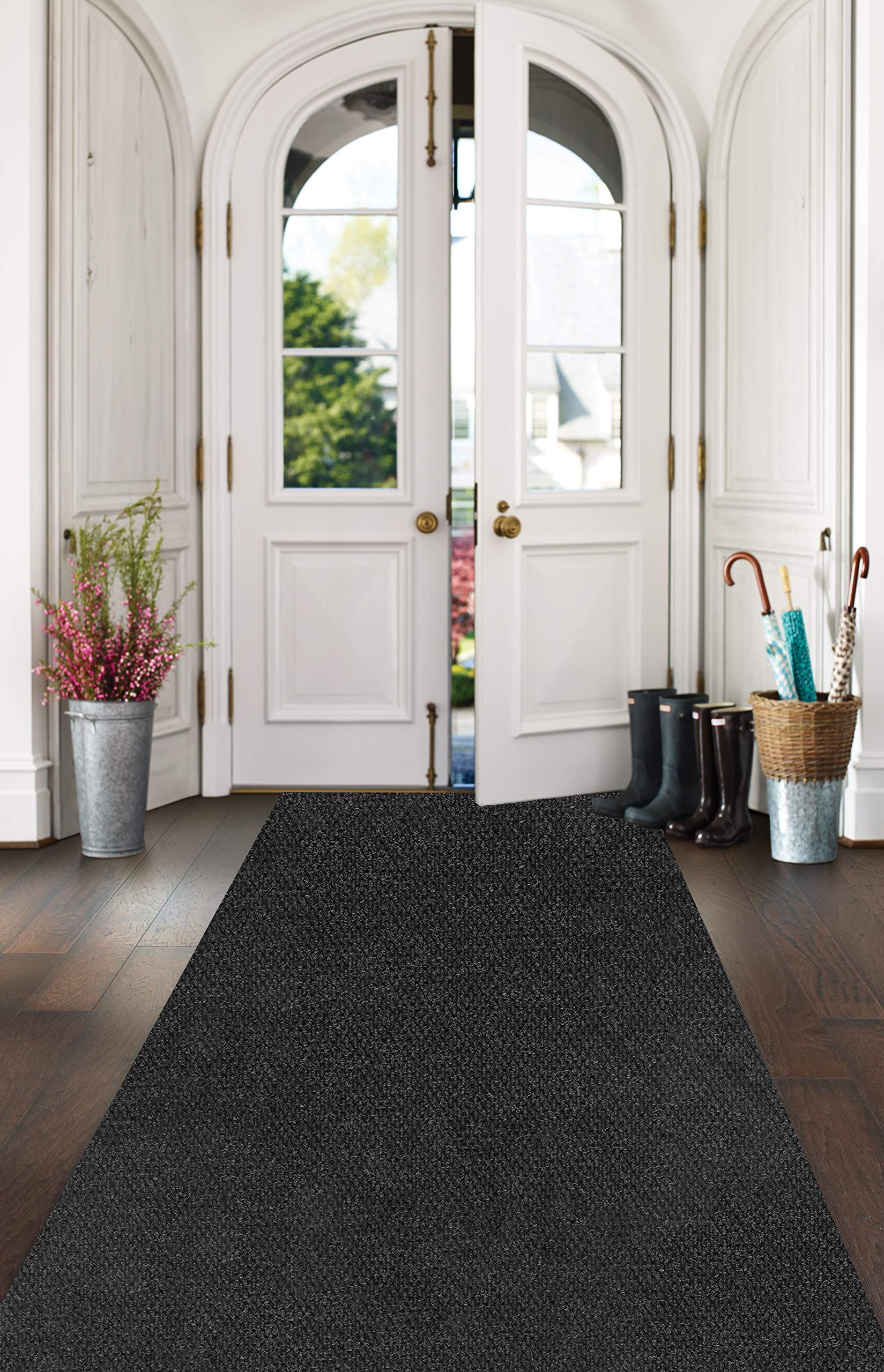 Durable Heavy Duty Rubber Doormat for Indoor & Outdoor Use - Easy to Clean, Non-Slip Entry Mat for High Traffic Areas Like Garage, Patio, Foyer, Laundry & Kitchen - Charcoal Grey 6x9 Feet - Perfect for Muddy Shoes, Pet Paws & Wet Weather Protection