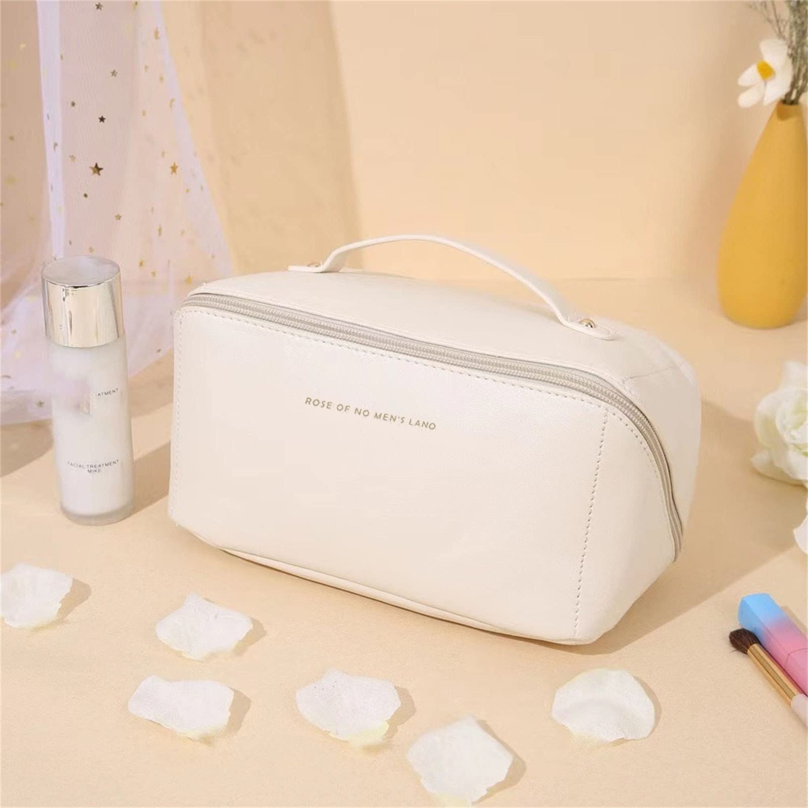 Yanvan Large Capacity Waterproof Makeup Travel Bag - Multi-Compartment Cosmetic Organizer for Skincare & Toiletry Storage | Perfect for Travel, Gym, and Daily Use