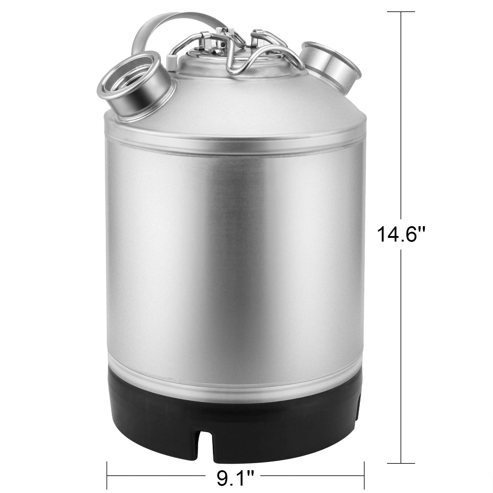 2.5 Gallon Cleaning Keg with Dual Head-Sankey D Ports & Rubber Base - Professional Beer Line Cleaning System for Homebrewers & Bars (Ideal for Draft Beer Maintenance & Brewery Equipment Sanitizing)