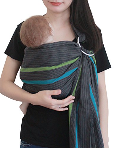 Vlokup Ring Sling Baby Carrier - Soft Cotton Baby Wrap for Newborn to Toddler (0-3 Years) - Adjustable Grey Rainbow Design - Perfect for Hands-Free Parenting, Errands & Babywearing at Home