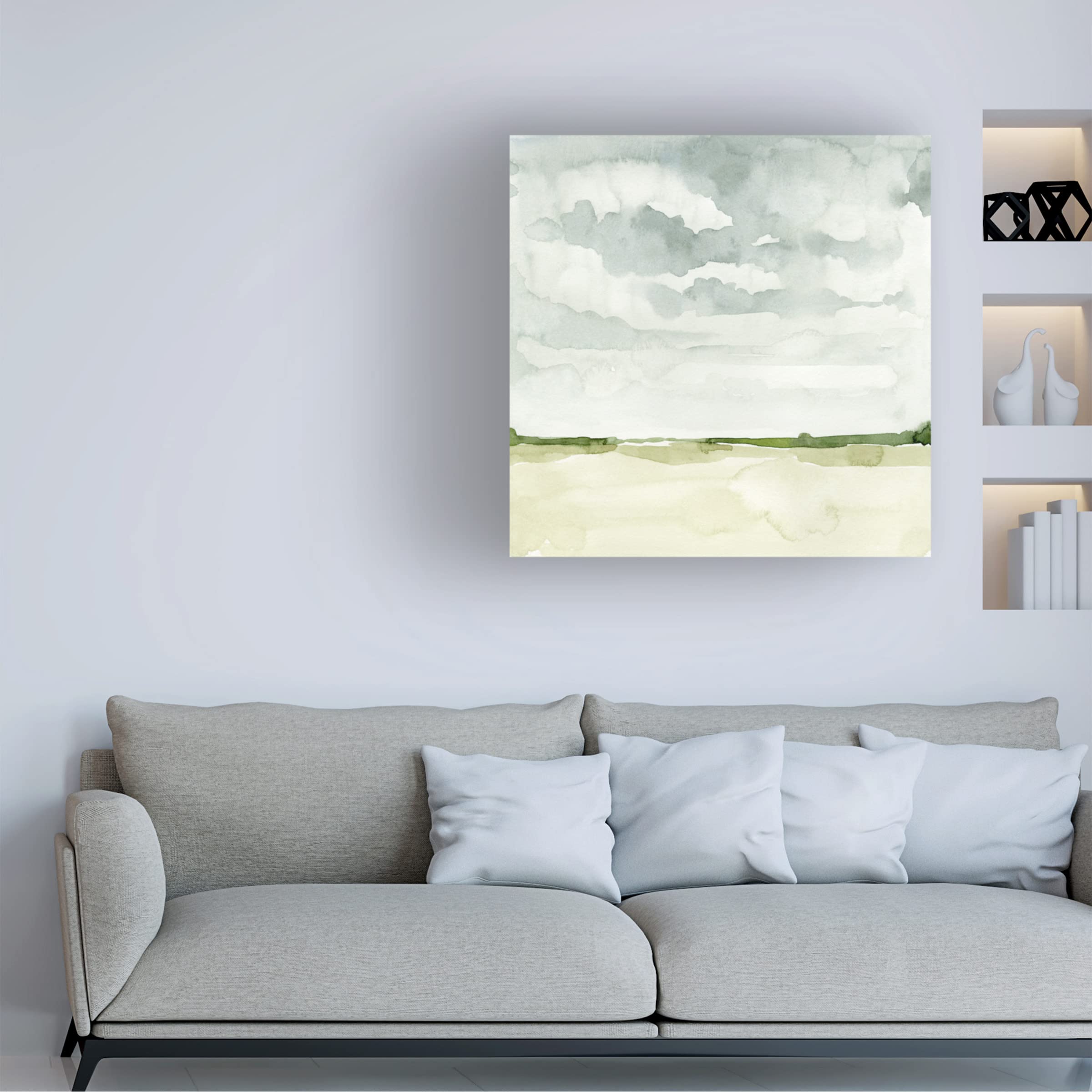 Emma Caroline 'Field After Rain I' Canvas Wall Art Print - Modern Landscape Painting for Living Room, Bedroom & Office Decor