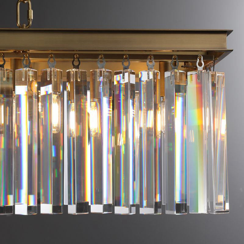 Odiana Modern Rectangular Chandelier - 49 to 60 Inches LED Crystal Ceiling Light Fixture for Dining Room, Living Room & Bedroom | Elegant Home Decor Lighting Solution