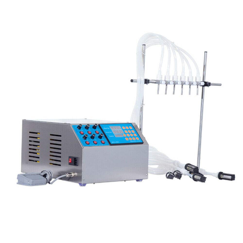 Stainless Steel Semi-Automatic Liquid Filling Machine for Water, Milk, Juice - 6 Head Bottle Filler with LCD Display & Diaphragm Pump | Perfect for Beverage Production, Home Brewing, and Small Business Packaging