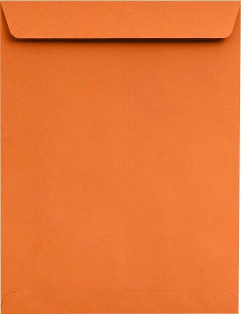 LUXPaper 10 x 13 Open End Envelopes - Peel & Press Seal, Mandarin Orange Color, 80lb Text Weight (Pack of 1,000) - Perfect for Business Mailings, Wedding Invitations, and Greeting Cards