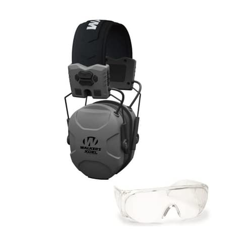 Walkers XCEL 500BT Digital Electronic Hearing Protection with Bluetooth & Voice Clarity - Full Coverage Sport Shooting Glasses Bundle (2 Items) - Perfect for Hunting, Range Shooting & Outdoor Sports