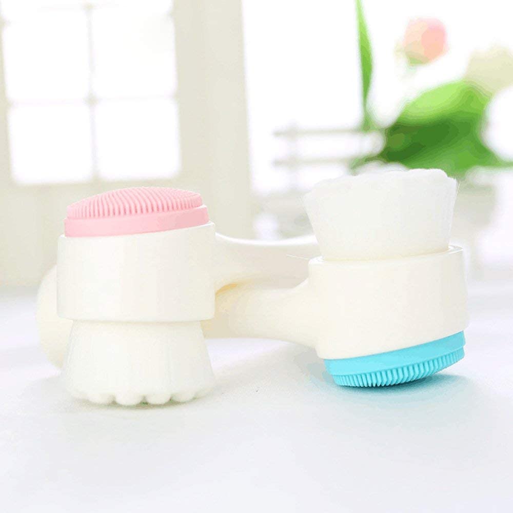 Deep Pore Cleansing Brush - Exfoliating Facial Scrubber with Bamboo Fiber for Blackhead Removal & Skin Massage | Double-Sided Soft Brush for Daily Face Wash & Spa Skincare Routine