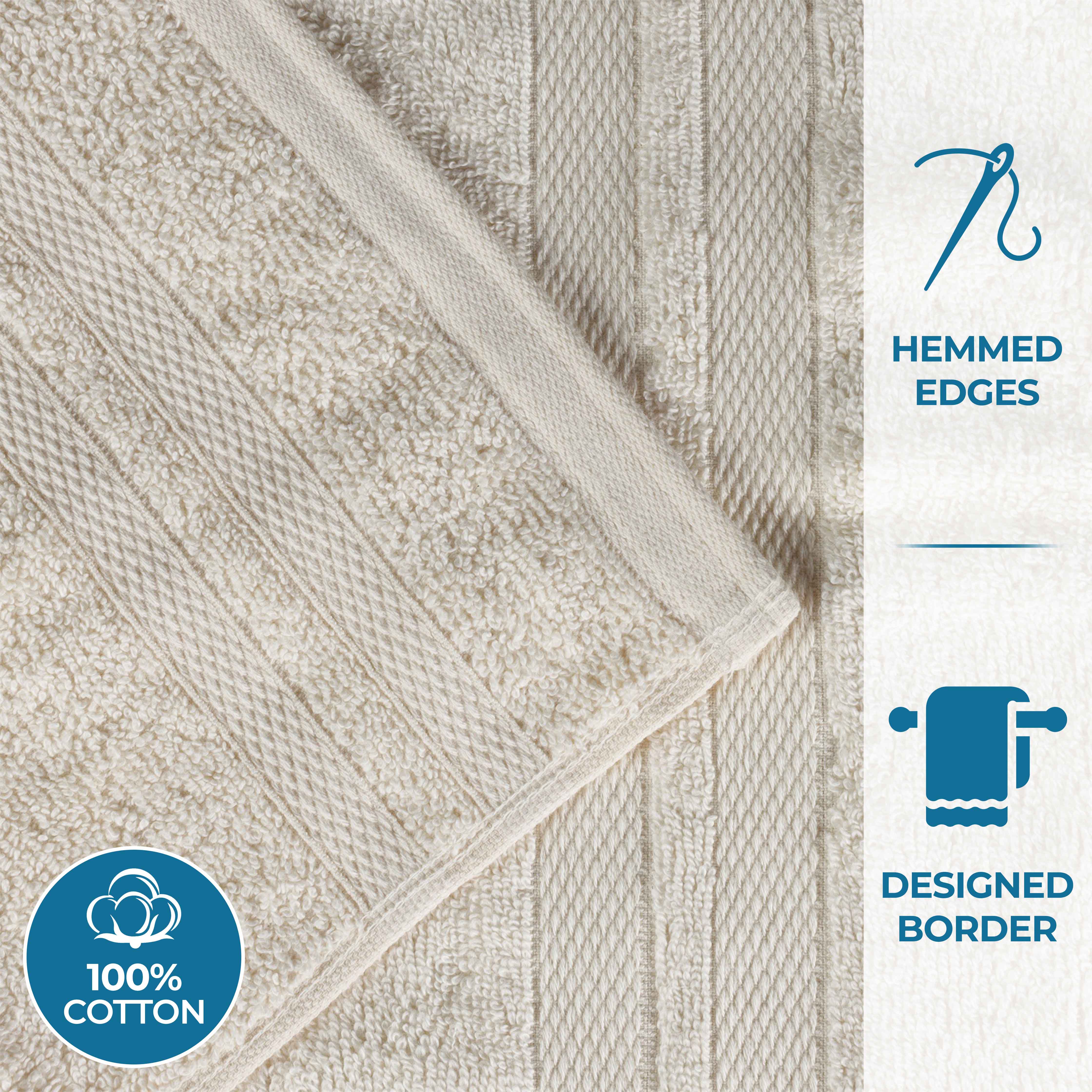 Ultra Soft Cotton Absorbent Bath Towel Set - 6 Piece Solid Color Collection for Spa, Gym & Luxury Home Use