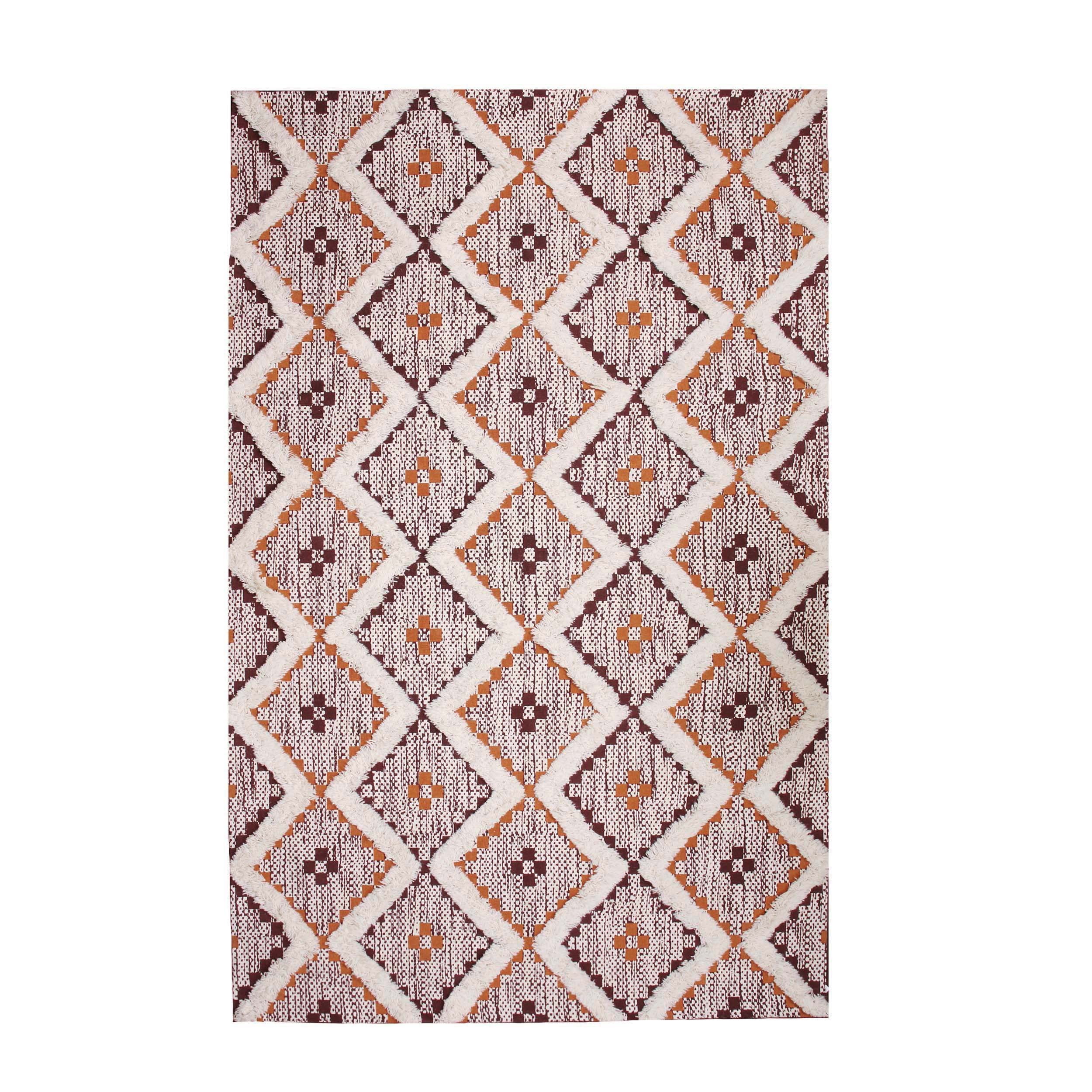 Premium Talluah Hand-Tufted Indoor Area Rug - 4' x 6' Apricot-Brick Red Printed Carpet for Bedroom & Living Room Decor | Soft Floor Mat for Home Aesthetics, Cozy Spaces & Modern Interior Design