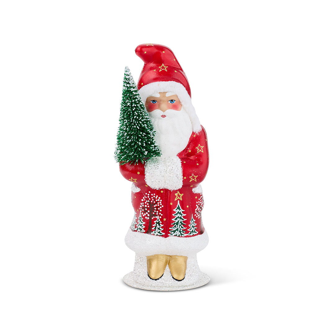 Snowy Forest Red Coat Santa - Festive Christmas Decor for Holiday Home & Office Decoration | Perfect for Xmas Tree Ornaments, Gift Exchange & Winter Party Decorations
