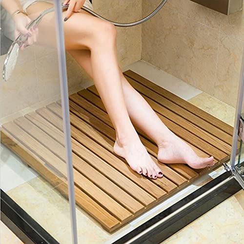 Premium Teak Bathroom Board - 30x50cm Waterproof Wooden Shower Mat for Luxury Bathroom, Tub & Shower - Non-Slip Spa & Bathroom Flooring Accessory for Wet Areas