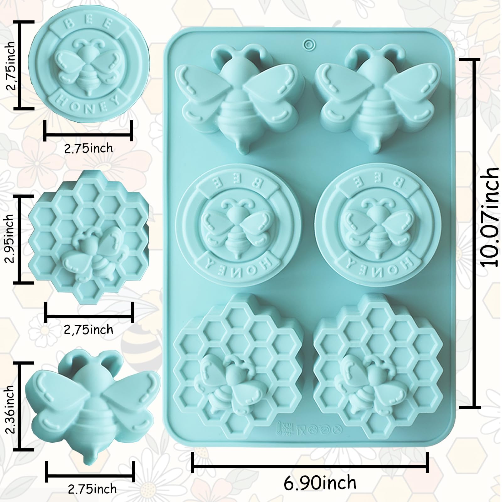 2Pcs Bee Silicone Molds for DIY Crafts - Honeybee Shaped Soap, Candle, Bath Bomb, Lotion Bar, Beeswax & Jello Molds - Perfect for Homemade Gifts, Party Favors & Relaxing Spa Nights
