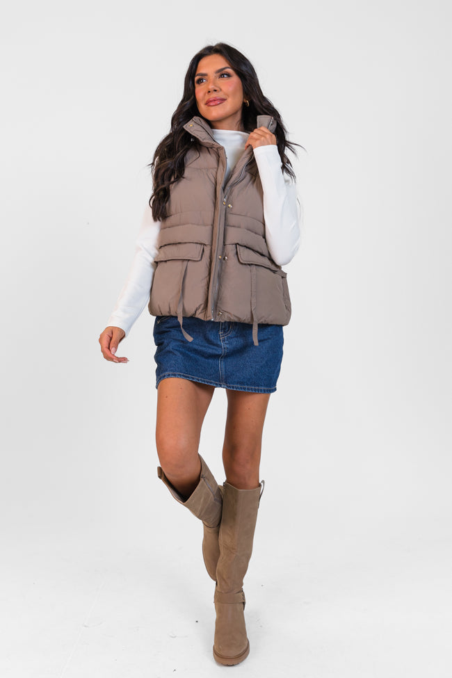 Won Me Over Mushroom Oversized Puffer Vest - Winter Warm Quilted Jacket for Women | Cozy Outdoor Hiking & Casual Streetwear Fashion