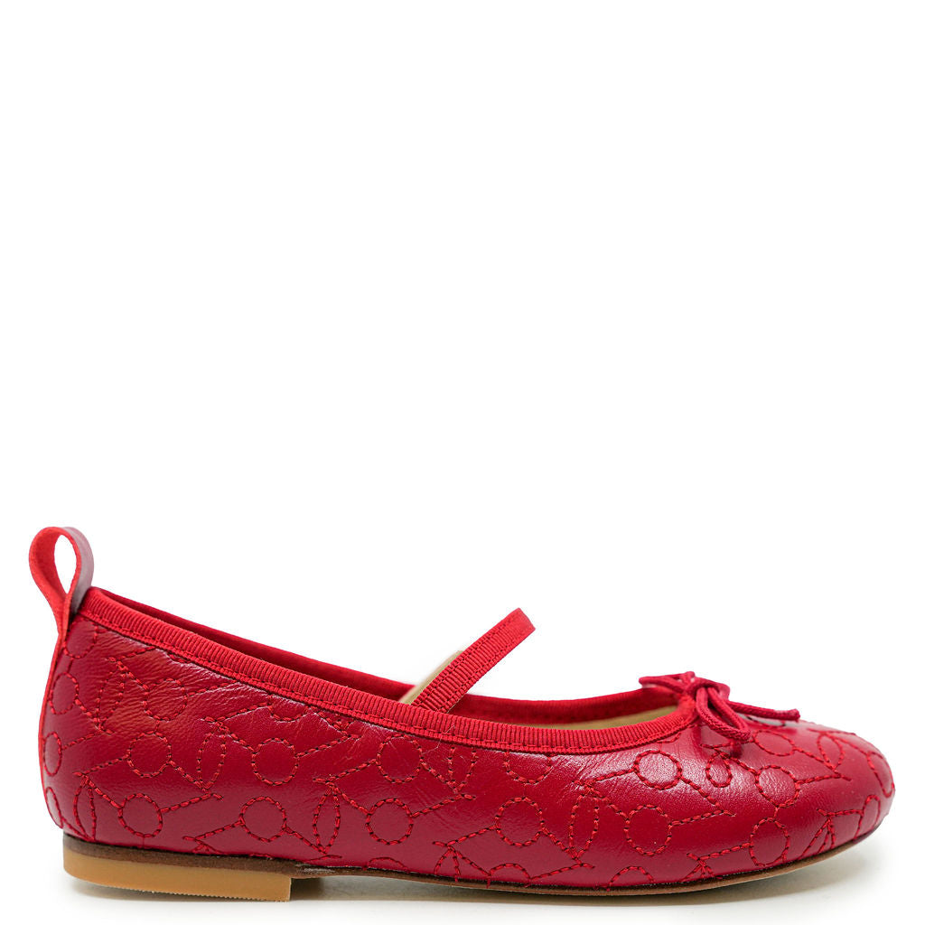 Bonpoint Red Cherry Mary Jane Shoes for Girls - Classic Comfortable Leather First Walkers - Perfect for Special Occasions & Everyday Wear