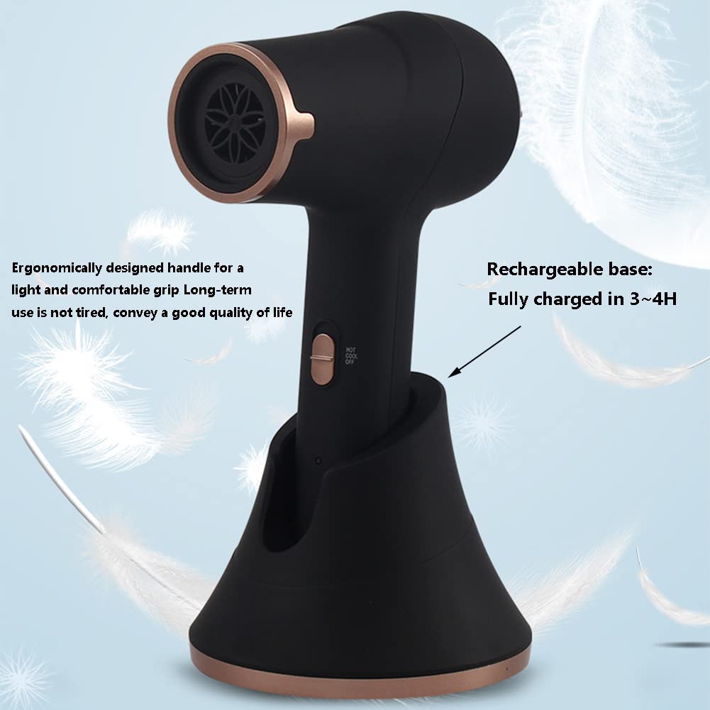 Portable Cordless Hair Dryer - 300W 5000mAh Rechargeable Handheld Blow Dryer with Hot & Cold Air, Lightweight Travel Hairdryer for Home & On-the-Go (Black) | Perfect for Quick Styling, Travel, Gym & Emergency Use