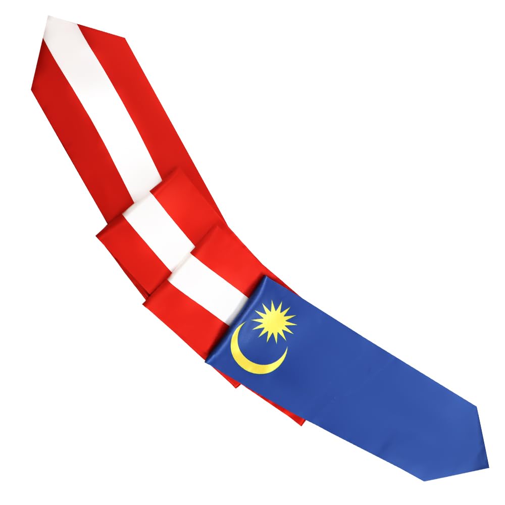 Malaysia Flag Graduation Stole - 180x13cm Double Sided Sash for International Students - Study Abroad Graduation Gift & Decoration - Perfect for University Ceremonies, Cultural Events & Photo Shoots