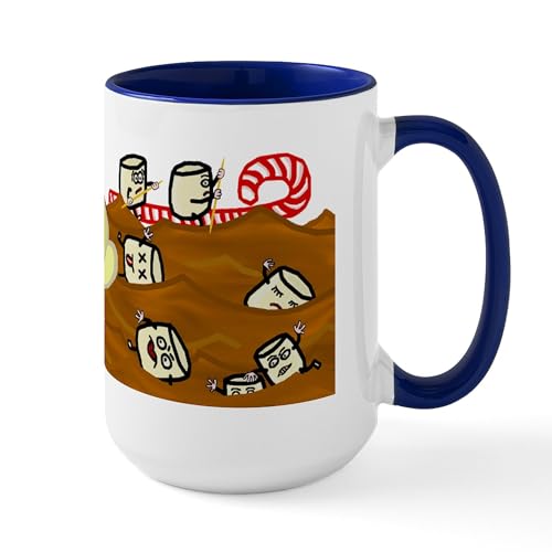 White/Navy Inside - Marshmallows Drowning In Hot Chocolate Large Mug