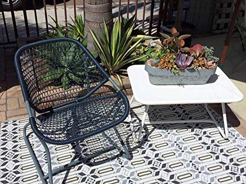 Mad Mats Geometric 5x8 Grey & White Reversible Outdoor Rug - Waterproof Plastic Patio Mat for Poolside, Deck, Porch, Camping & RV - Durable Floor Covering for Backyard, Mudroom & Outdoor Living Spaces