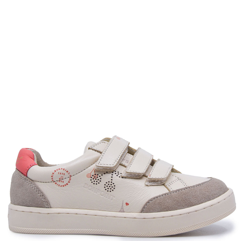 Bonpoint Cherry Print Velcro Sneakers for Kids - Comfortable & Stylish Toddler Shoes - Perfect for School, Play & Everyday Wear