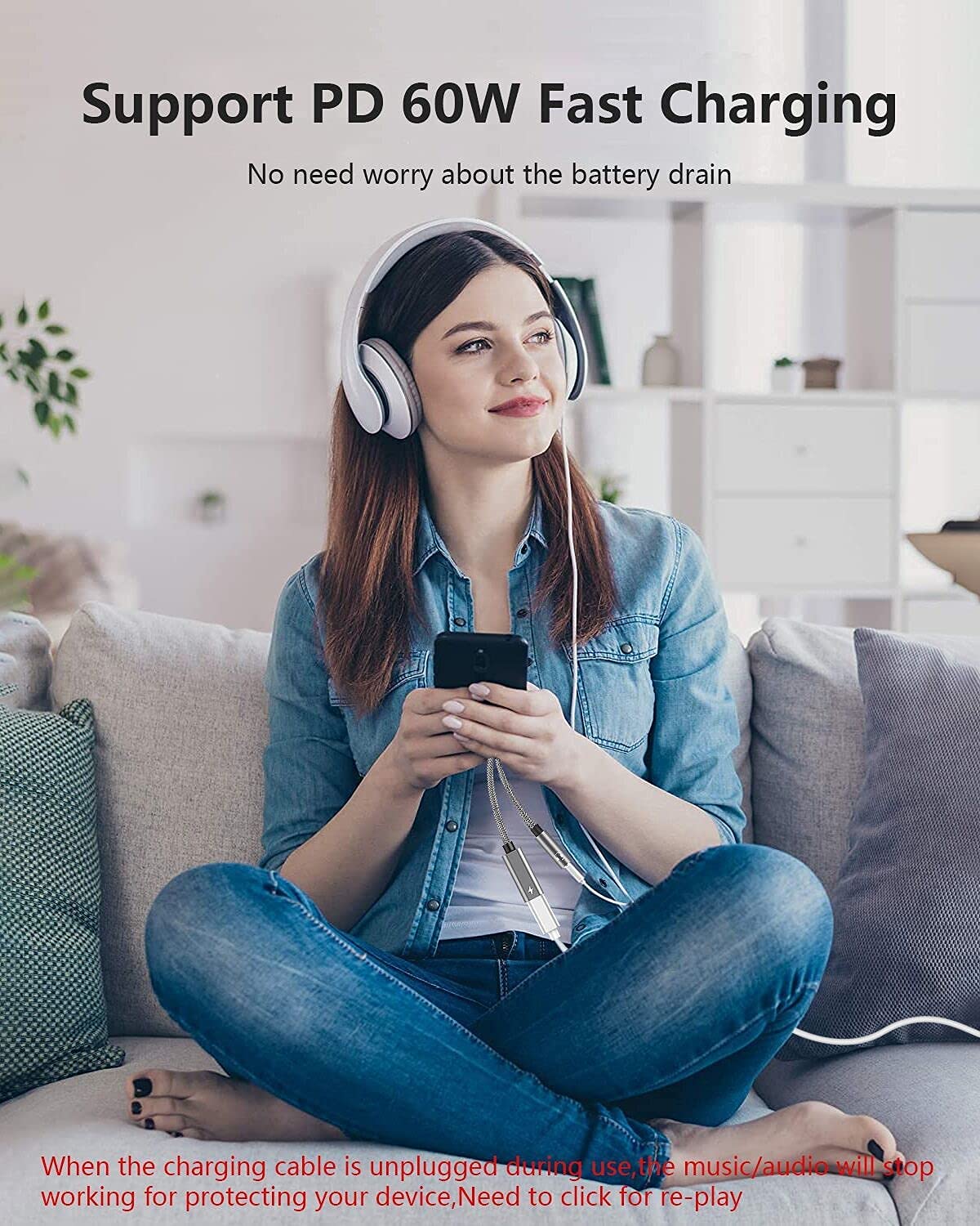 Samsung Galaxy S25 USB C to AUX Headphone Adapter with Mic & 60W PD Fast Charging - Compatible with Galaxy S25/S25+/S25 Ultra/S24/S24+, Google Pixel 8/7 - Perfect for Music, Calls & Gaming on the Go
