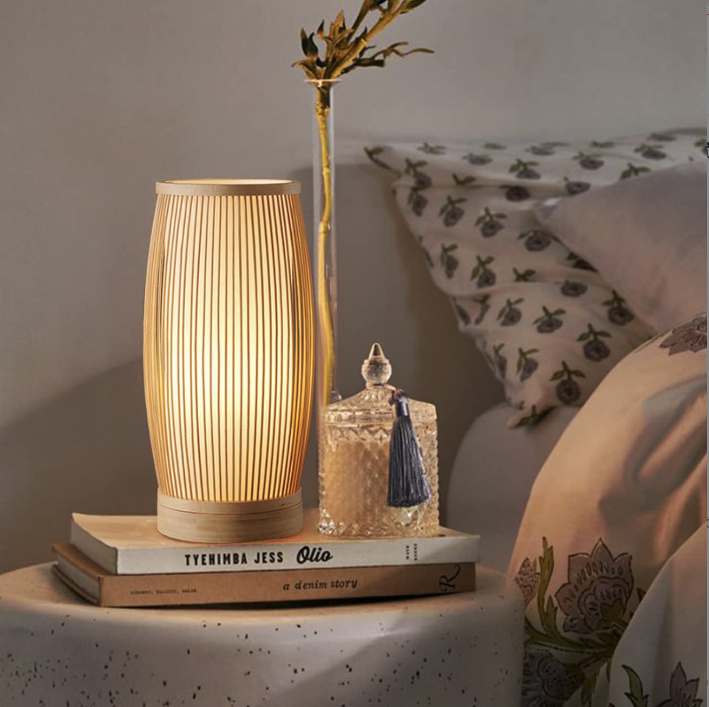 Rustic Bamboo Table Lamp - Handmade Decorative Night Light for Bedroom, Living Room, Restaurant | Mood Lighting & Ambient Illumination | Perfect for Cozy Nights, Romantic Dinners, and Relaxing Spaces