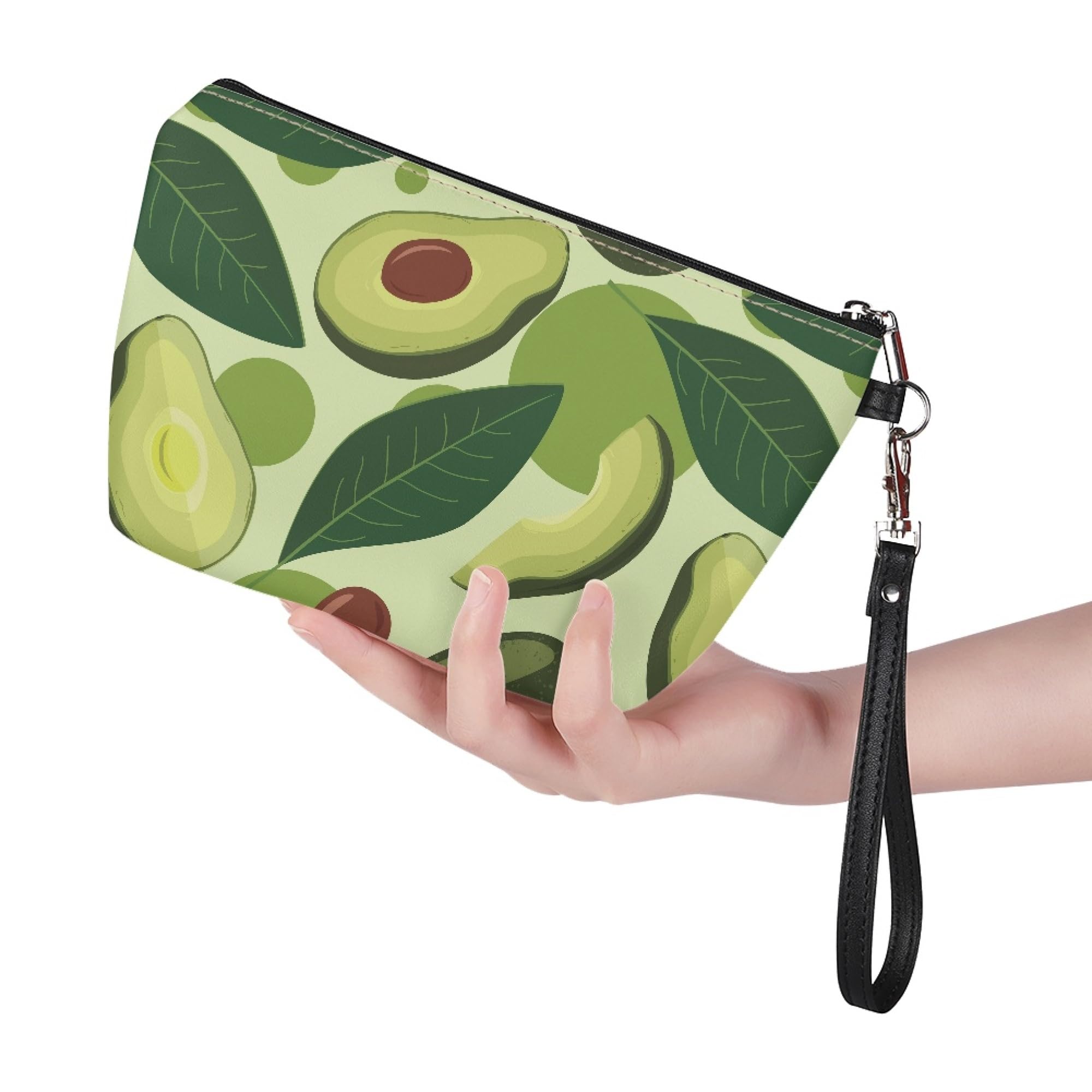 Waterproof Avocado Print Makeup Bag - Small Travel Cosmetic Pouch with Zipper | Cute Gifts for Women | Perfect for Travel, Gym & Daily Organizer