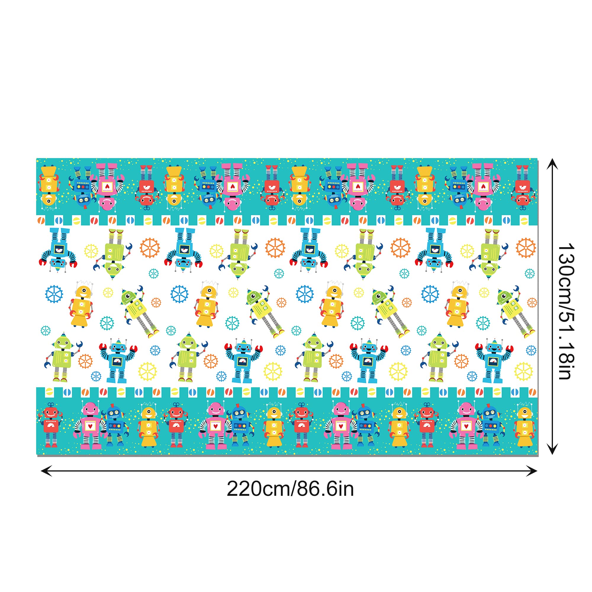 2Pcs Waterproof Robot Party Tablecloths - 54 x 87In Plastic Robot Cartoon Table Cover for Birthday Parties, Baby Showers & Themed Events | Durable Decorations for Kids' Celebrations