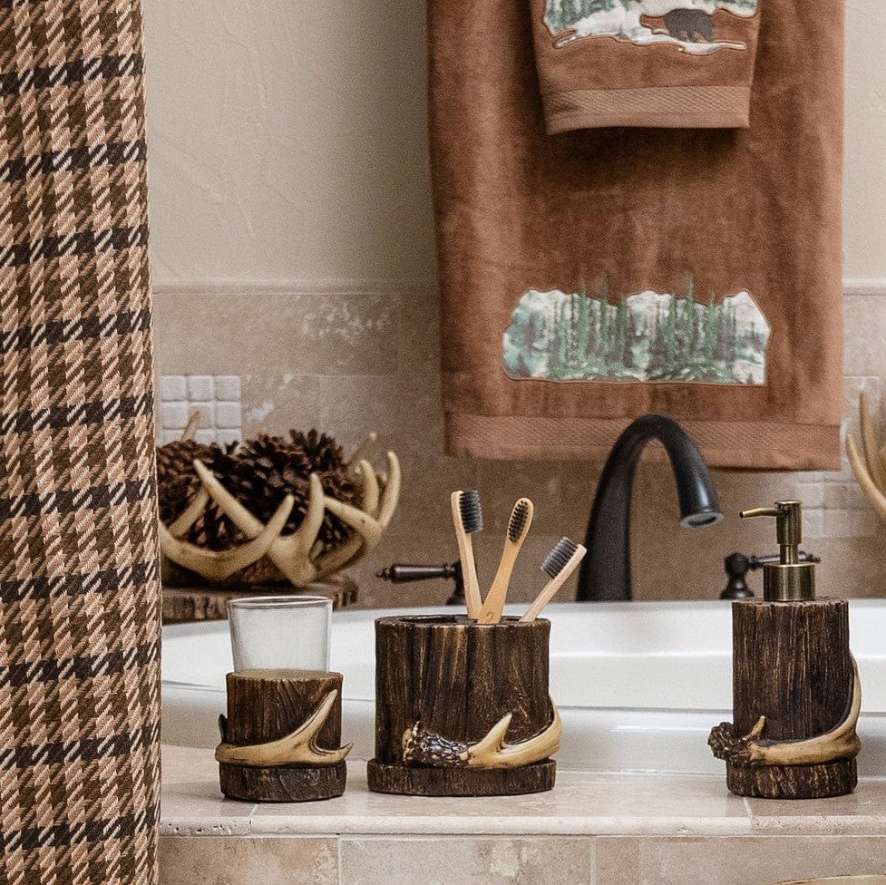 Antler Toothbrush Holder - Rustic Bathroom Organizer for Toothbrushes & Dental Care Essentials | Perfect for Farmhouse, Cabin, or Lodge Decor