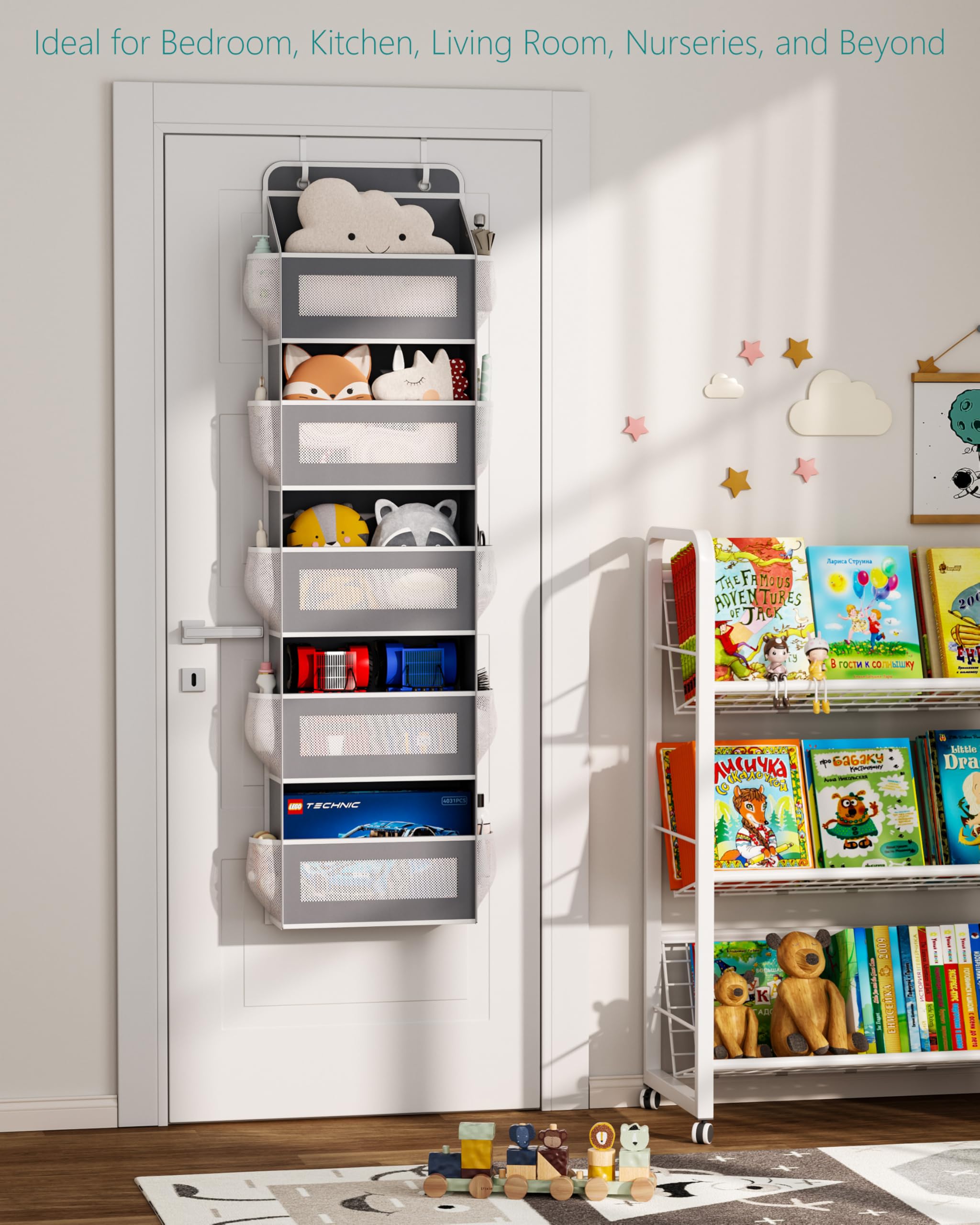 15-Pocket Over the Door Organizer - Space-Saving Bathroom Storage, Shoe Organizer, Kids Toy Storage & Closet Organizer - Perfect for Small Spaces, Nursery, Dorm & Apartment Organization