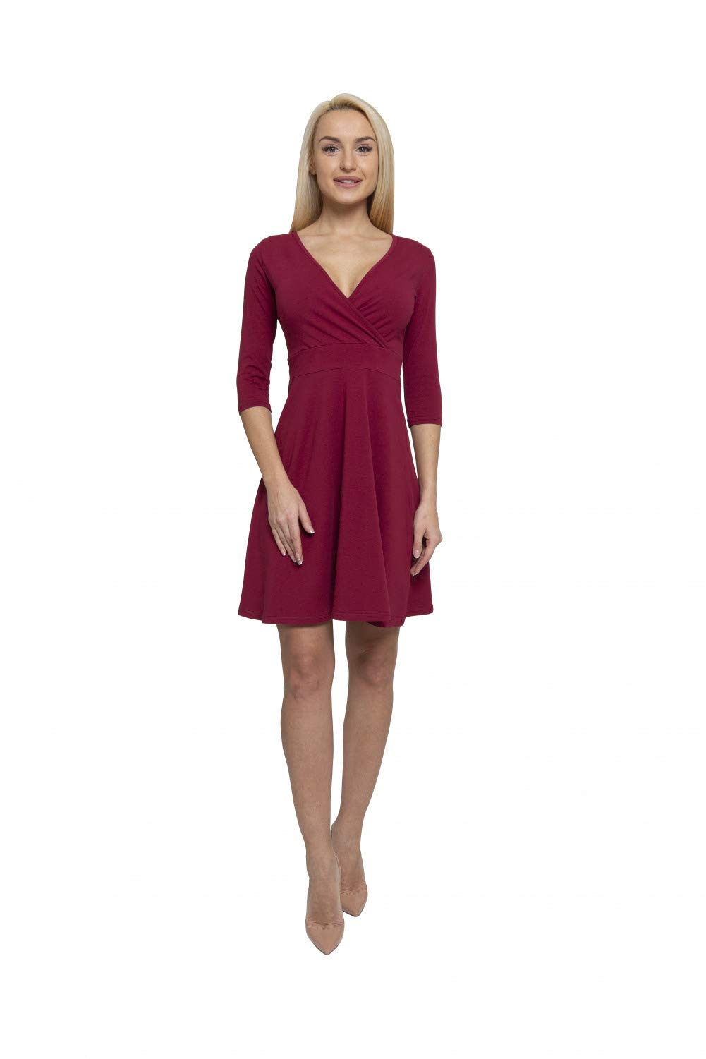 Lunarable Women's Cross Wrap A-Line Long Sleeve Dress - Elegant Flowy Midi Dress for Casual Outings, Date Nights & Office Wear