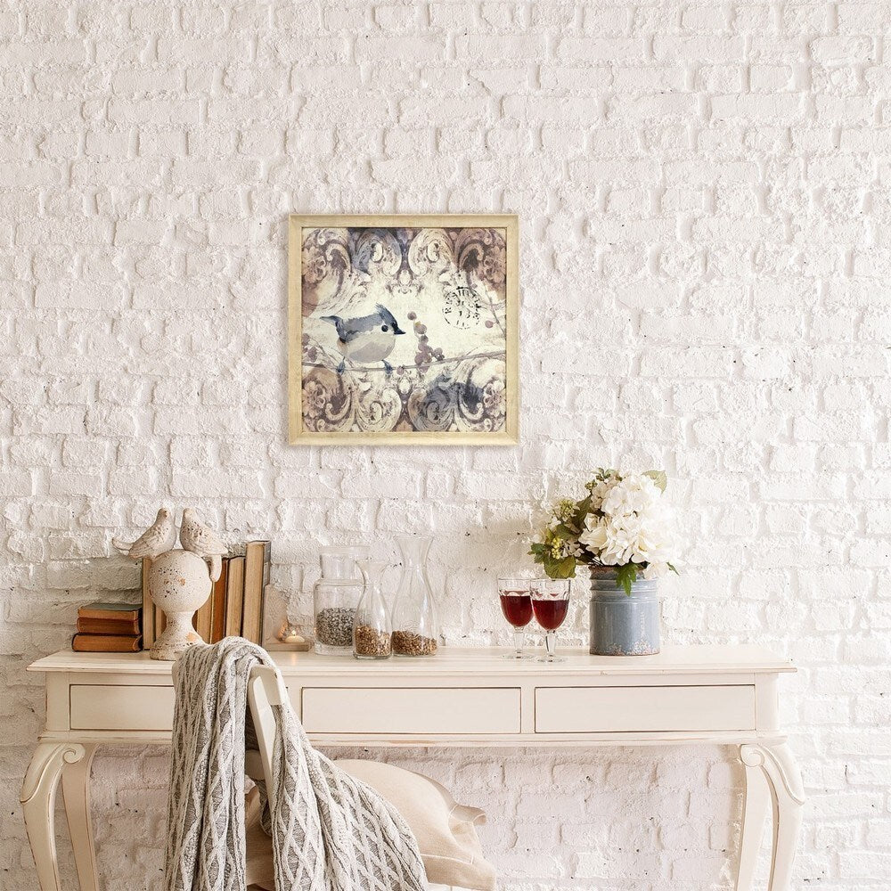 Rustic Burlap Framed Art with Bird Singing in the Morning - Nature-Inspired Wall Decor for Living Room, Bedroom & Farmhouse Style Homes