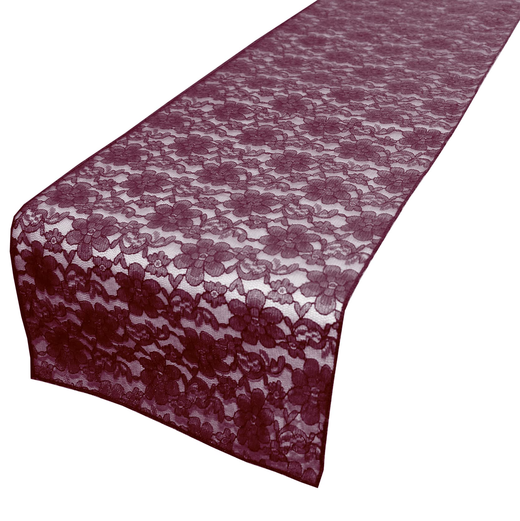 Burgundy Floral Lace Table Runner 12