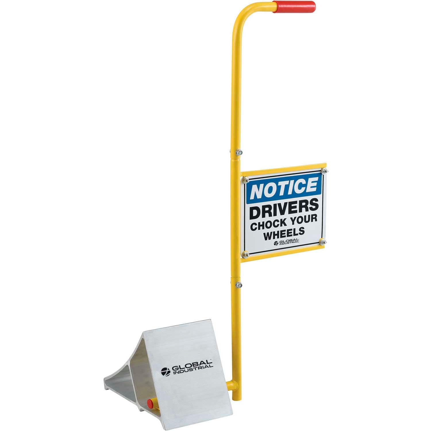 Best Aluminum Wheel Chock with Safety Sign & Handle for Trucks, Trailers & RVs - Heavy Duty Industrial Vehicle Parking Block for Warehouse, Dock & Construction Site Safety