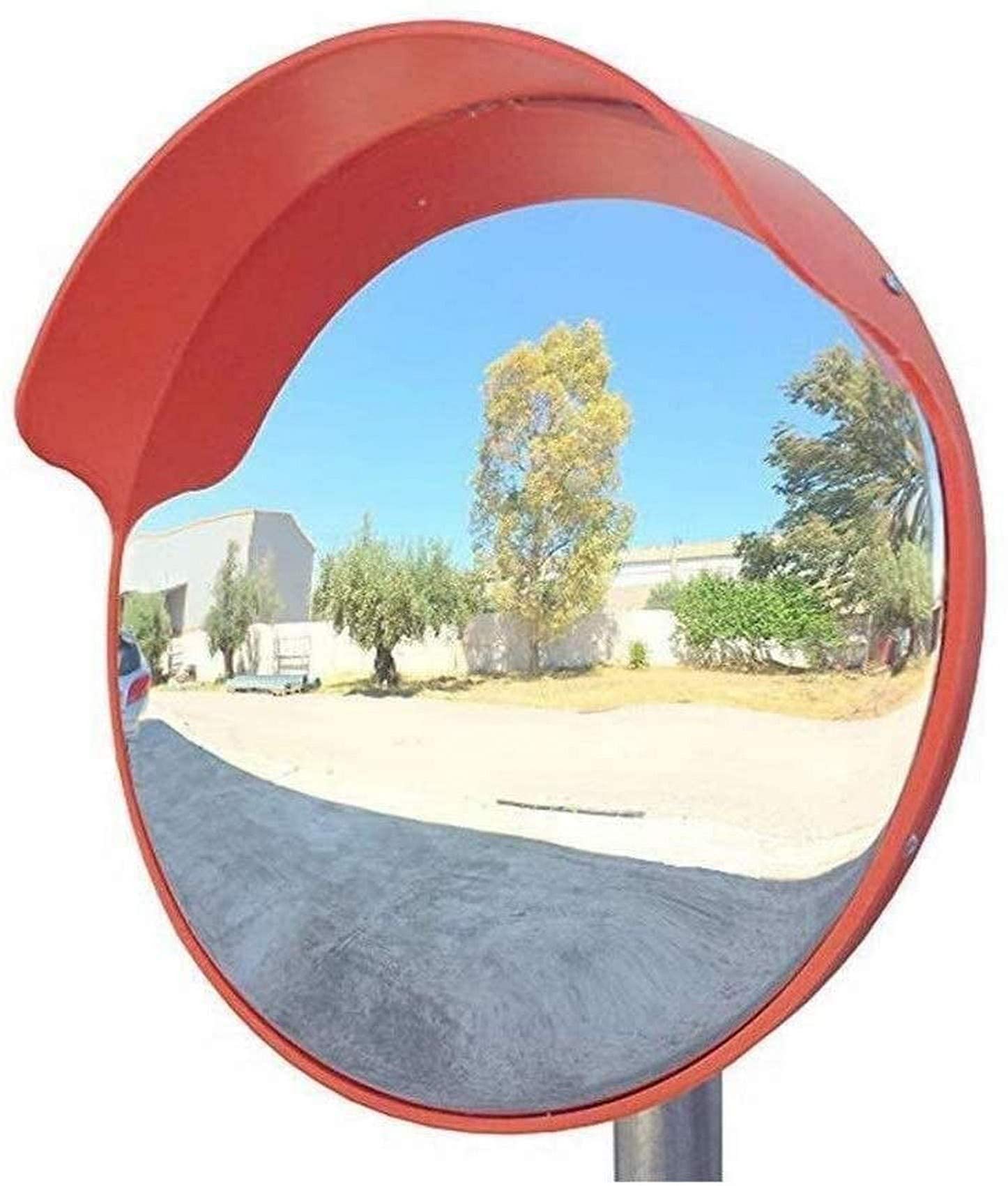 FMOGE 60cm Orange Traffic Safety Mirror - Large Round Outdoor Convex Mirror for Road Crossings, Parking Lots & Shop Security - Enhances Visibility & Prevents Accidents